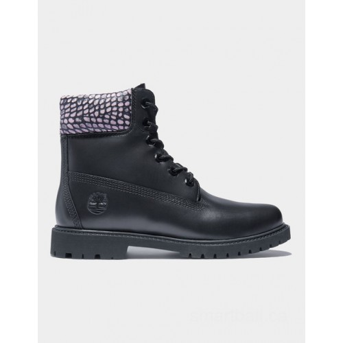 Timberland heritage 6 inch boot for women in black/pink