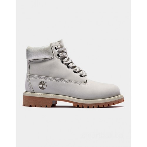 Timberland premium 6 inch boot for youth in light grey