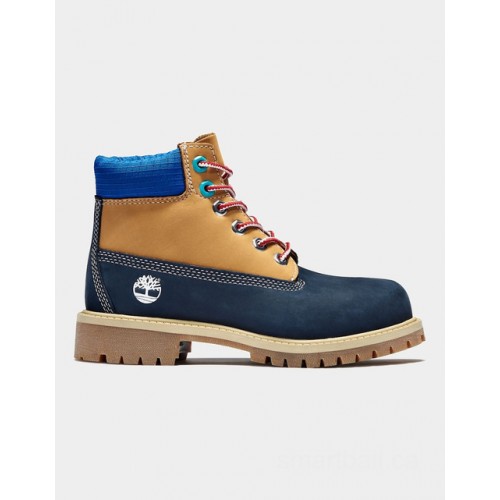 Timberland premium 6 inch boot for youth in navy