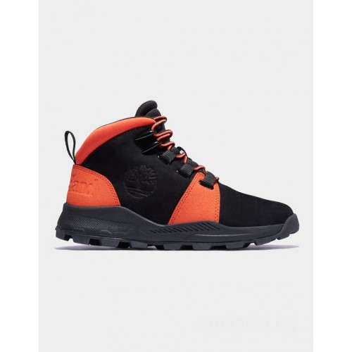 Timberland brooklyn lace-up trainer for youth in black/orange