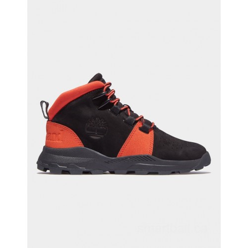 Timberland brooklyn lace-up trainer for junior in black/orange