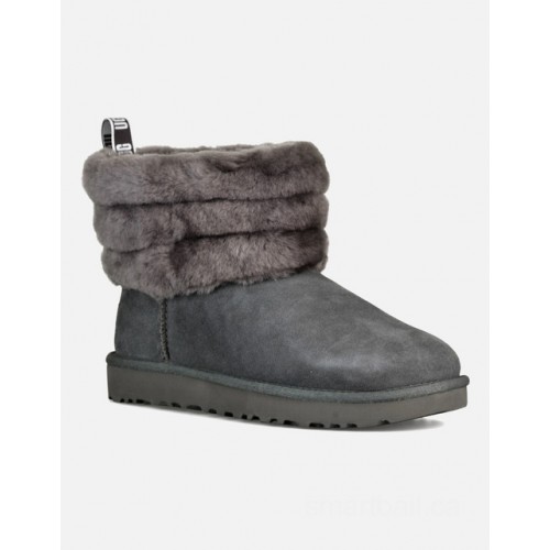 UGG womens fluff mini quilted boots (charcoal)      