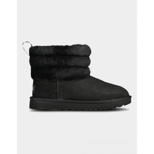 UGG fluff mini quilted boots - black      