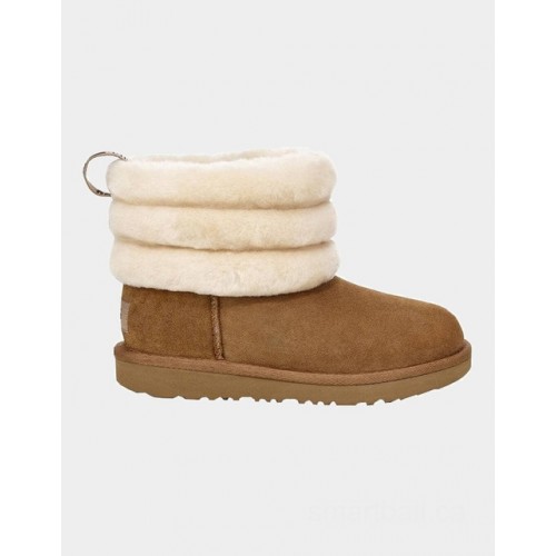 UGG girl's chestnut fluff mini quilted logo boot        