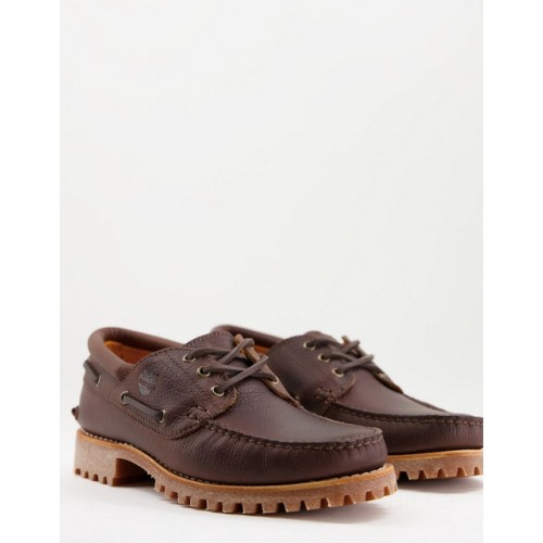 Timberland authentic 3 eye classic boat shoes in dark brown