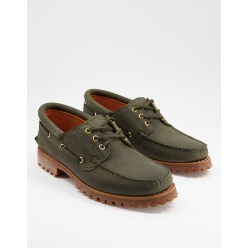 Timberland authentic 3 eye classic boat shoes in dark green