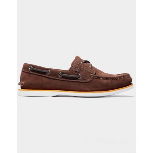 Timberland classic two-eye boat shoe for men in dark brown