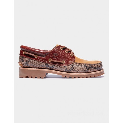 Timberland authentic 3-eye classic lug boat shoe for men in animalier print