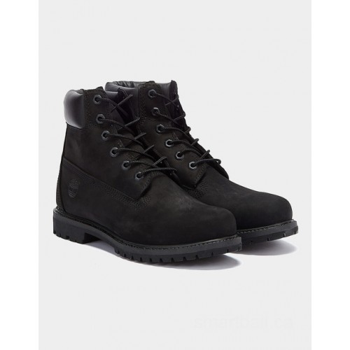 Timberland womens 6 inch premium black nubuck leather boots