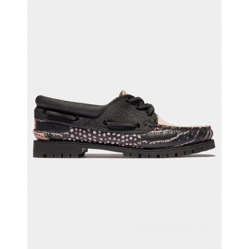Timberland noreen 3-eye boat shoe for women in black/pink